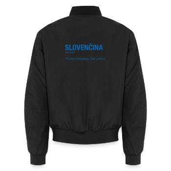 SLOVENCINA Slovak Slovakia - Unisex Bomber Jacket - black - Back - AI Model Male 185 light (185cm)
