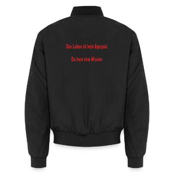 Das Leben ist kein Egospiel - Unisex Bomberjacke - Schwarz - Hinten - AI Model Male 185 light (185cm)