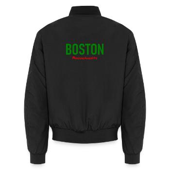 Boston - Massachusetts - USA - Amerika - America - Unisex Bomber Jacket - black - Back - AI Model Male 185 light (185cm)