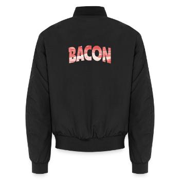 Rückwärtsgedrehte Bacon-Illustration - Unisex Bomberjacke - Schwarz - Hinten - AI Model Male 185 light (185cm)