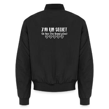 J’ai un secret, Je vais être grand frère - Bomber unisexe - noir - Dos - AI Model Male 185 light (185cm)