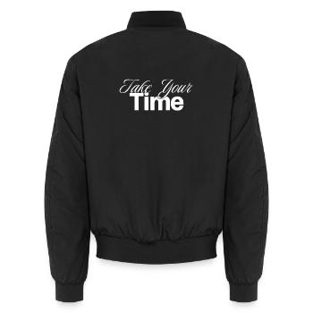 Take Your Time Design - Unisex Bomberjacke - Schwarz - Hinten - AI Model Male 185 light (185cm)