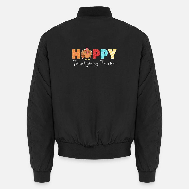 Thanksgiving Teacher Teacher - Unisex Bomber Jacket - black