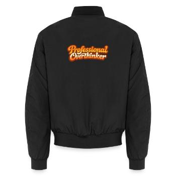 PROFESSIONAL OVERTHINKER VINTAGE - Unisex Bomber Jacket - black - Back - AI Model Male 185 light (185cm)