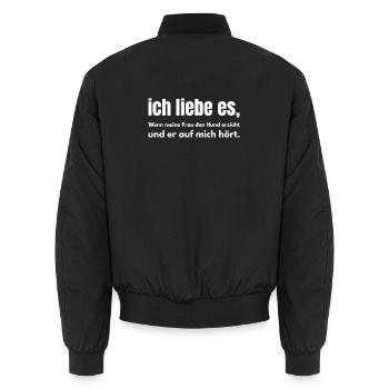 Ich liebe es, wenn meine Frau den Hund erzieht - Unisex Bomberjacke - Schwarz - Hinten - AI Model Male 185 light (185cm)