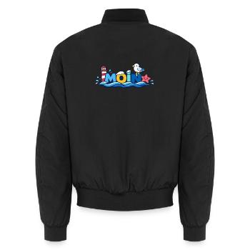 MOIN Seagull Lighthouse Maritime Colorful - Unisex Bomber Jacket - black - Back - AI Model Male 185 light (185cm)