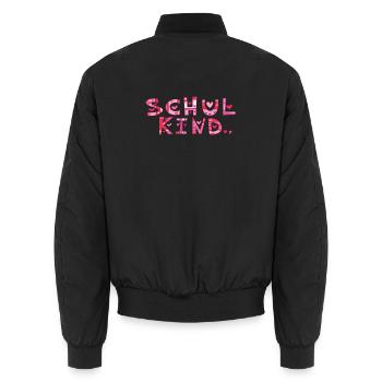 Schoolchild with hearts - Unisex Bomber Jacket - black - Back - AI Model Male 185 light (185cm)