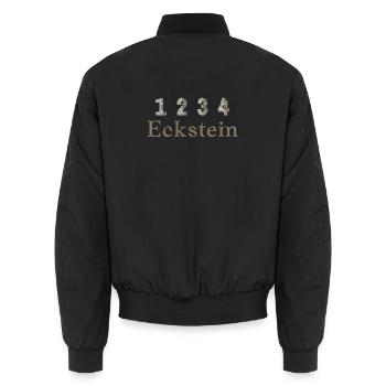 1,2,3,4 Eckstein - Wortschätze - vergessene Wörter - Unisex Bomberjacke - Schwarz - Hinten - AI Model Male 185 light (185cm)