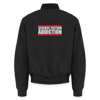 Science Fiction Addict Sci Fi Liebhaber Zitat Text - Unisex Bomberjacke - Schwarz - Hinten - AI Model Male 185 light (185cm)