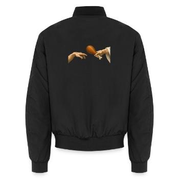Truthahn – Die Schöpfung – Lustiges Thanksgiving - Unisex Bomberjacke - Schwarz - Hinten - AI Model Male 185 light (185cm)