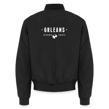 Orleans France Coordonnées Gps Vintage Blanc - Bomber unisexe - noir - Dos - AI Model Male 185 light (185cm)