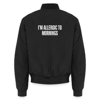 Vintage I'm Allergic To Mornings - Unisex Bomber Jacket - black - Back - AI Model Male 185 light (185cm)