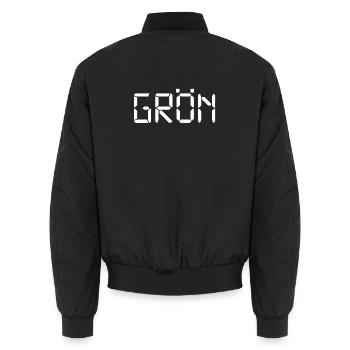 Green - LCD - Unisex Bomber Jacket - black - Back - AI Model Male 185 light (185cm)