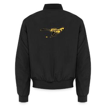 Schnelles, gezogenes Wort - Unisex Bomberjacke - Schwarz - Hinten - AI Model Male 185 light (185cm)