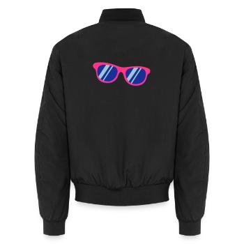 Lunettes de soleil roses, bleu, Pop Art rétro - Bomber unisexe - noir - Dos - AI Model Male 185 light (185cm)