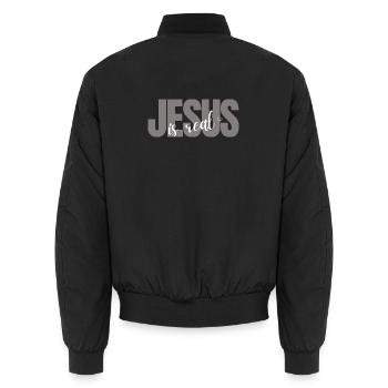 Jesus is Real - Unisex Bomberjacke - Schwarz - Hinten - AI Model Male 185 light (185cm)