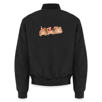 magique chemin de fer en pain d’épices 3D pour Noël - Bomber unisexe - noir - Dos - AI Model Male 185 light (185cm)