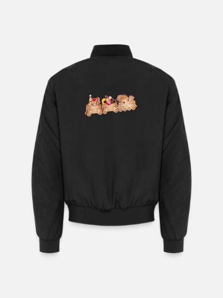 magical 3D gingerbread railway for Christmas - Unisex Bomber Jacket - black