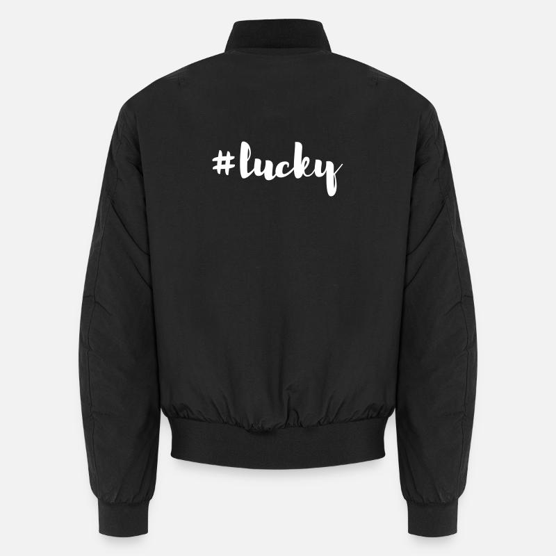 Citation chanceuse bonheur heureux écriture hashtag Bomber unisexe