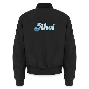 Schiff Ahoi Meer Ozean Schnörkelschrift maritim - Unisex Bomberjacke - Schwarz - Hinten - AI Model Male 185 light (185cm)