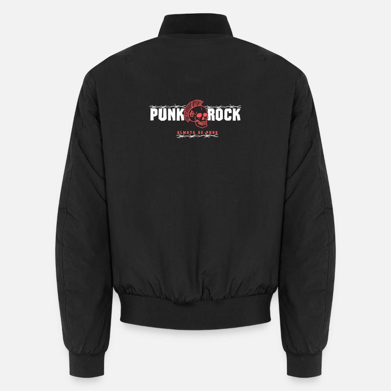 Punk Skull with Red Mohawk - Unisex Bomber Jacket - black