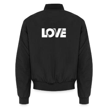 LOVE - Unisex Bomber Jacket - black - Back - AI Model Male 185 light (185cm)