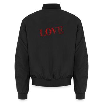 HEART. COUPLE. JUST MARRIED. Bachelorette party. VALENTINE'S DAY. - Unisex Bomber Jacket - black - Back - AI Model Male 185 light (185cm)