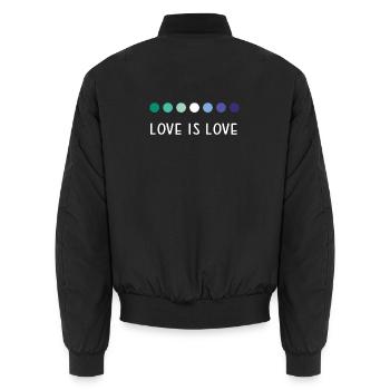 LGBT Pride Month - Love is Love - Unisex Bomber Jacket - black - Back - AI Model Male 185 light (185cm)