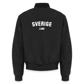LUND Sweden Schweden - Unisex Bomber Jacket - black - Back - AI Model Male 185 light (185cm)