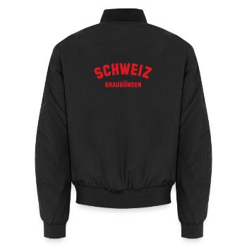 GRAUBÜNDEN Schweiz Switzerland - Unisex Bomberjacke - Schwarz - Hinten - AI Model Male 185 light (185cm)