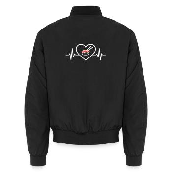 Minimalist Heart Sushi Design - Unisex Bomber Jacket - black - Back - AI Model Male 185 light (185cm)