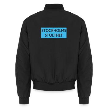 Stockholmer Stolz - Unisex Bomberjacke - Schwarz - Hinten - AI Model Male 185 light (185cm)