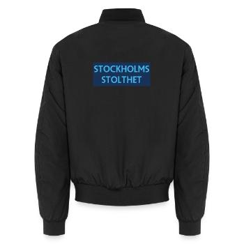 Stockholmer Stolz - Unisex Bomberjacke - Schwarz - Hinten - AI Model Male 185 light (185cm)