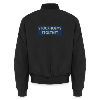 Stockholmer Stolz - Unisex Bomberjacke - Schwarz - Hinten - AI Model Male 185 light (185cm)