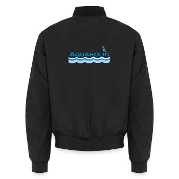 AQUAHOLIC - Unisex Bomber Jacket - black - Back - AI Model Male 185 light (185cm)