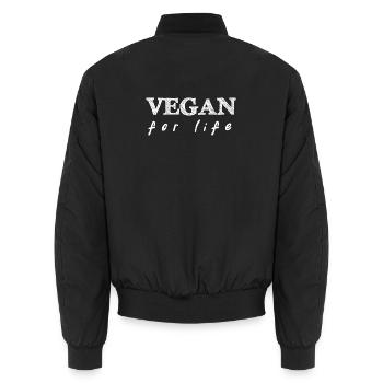 Vegan for life - Geschenkidee für Veganer *innen  - Unisex Bomberjacke - Schwarz - Hinten - AI Model Male 185 light (185cm)