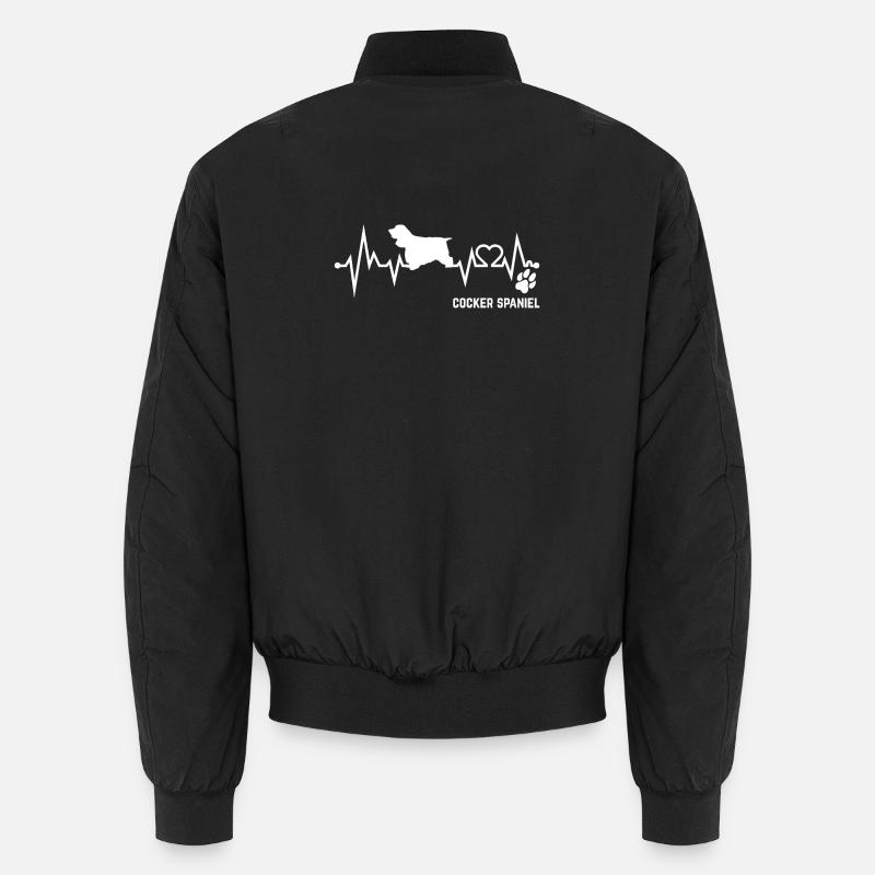 Cocker Spaniel Heartbeat Pulse ECG Dog Gift Unisex Bomber Jacket