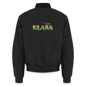 Prénom Klara nom de jeune fille Nom cadeau coloré - Bomber unisexe - noir - Dos - AI Model Male 185 light (185cm)