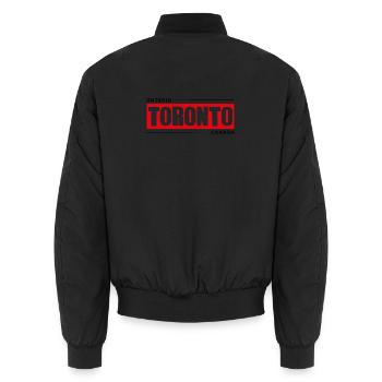 Toronto Bold Red Black Logo - Unisex Bomber Jacket - black - Back - AI Model Male 185 light (185cm)