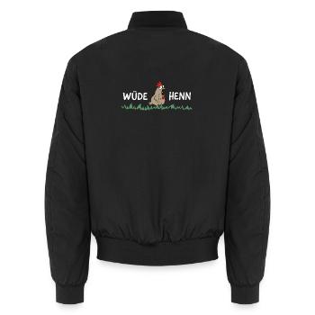 Wüde Henn Hendl Huhn Dialekt - Unisex Bomberjacke - Schwarz - Hinten - AI Model Male 185 light (185cm)