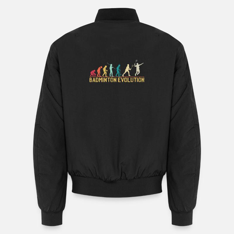Badminton Evolution Timeline Design - Unisex Bomber Jacket - black