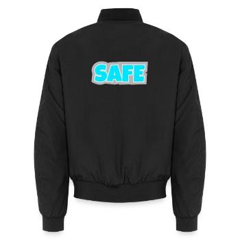 Safe - eindeutig, klar und Statement pur. - Unisex Bomberjacke - Schwarz - Hinten - AI Model Male 185 light (185cm)