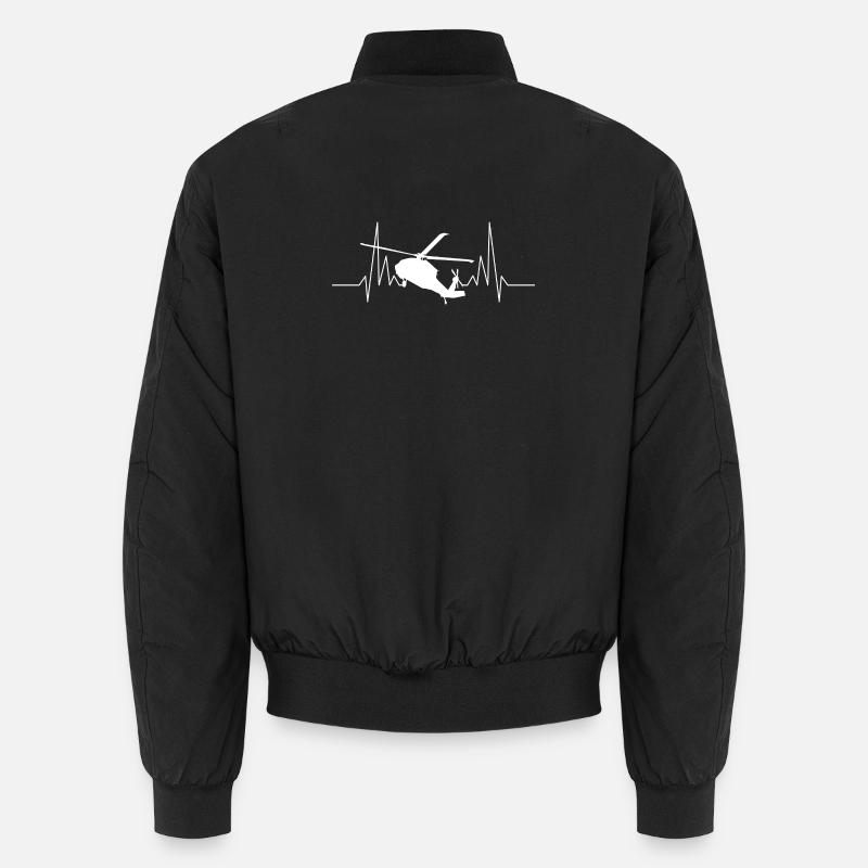 Helicopter Heartbeat Helicopter - Unisex Bomber Jacket - black