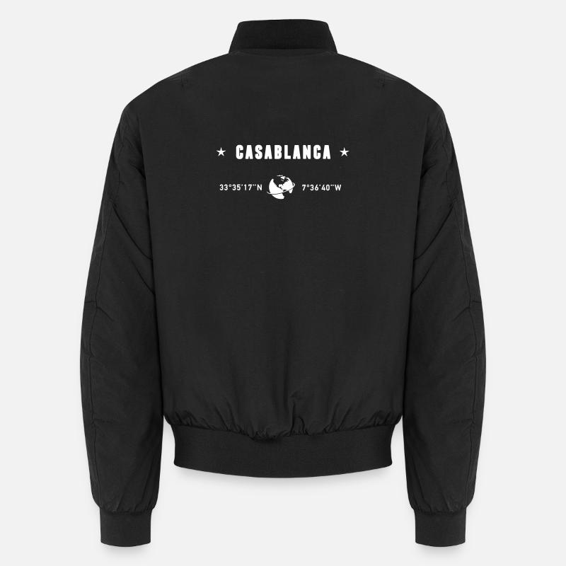 Casablanca Morocco Coordinates Planet Earth White Unisex Bomber Jacket