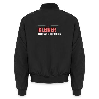 Kleiner Hydrantendetektiv – Kinder T‑Shirt - Unisex Bomberjacke - Schwarz - Hinten - AI Model Male 185 light (185cm)