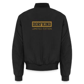Dorfkind Limited Edition Golden Spruch Design - Unisex Bomberjacke - Schwarz - Hinten - AI Model Male 185 light (185cm)