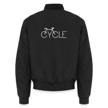 Minimal Bicycle Line Art Silhouette - Unisex Bomber Jacket - black - Back - AI Model Male 185 light (185cm)