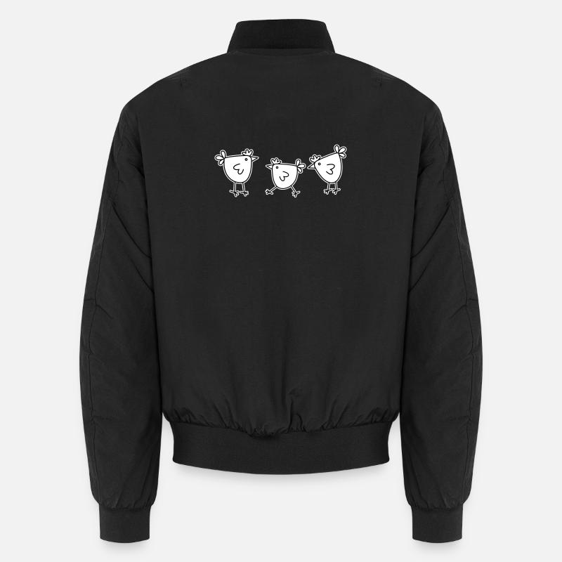 3 chickens hens feathered cattle - Unisex Bomber Jacket - black