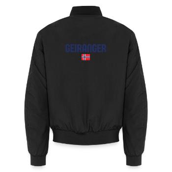 GEIRANGER Norway - Unisex Bomber Jacket - black - Back - AI Model Male 185 light (185cm)