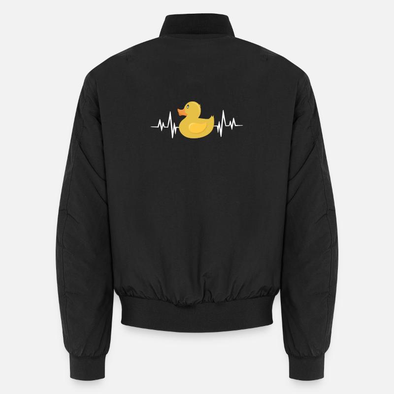 Humorous rubber duck with heartbeat line Unisex Bomber Jacket